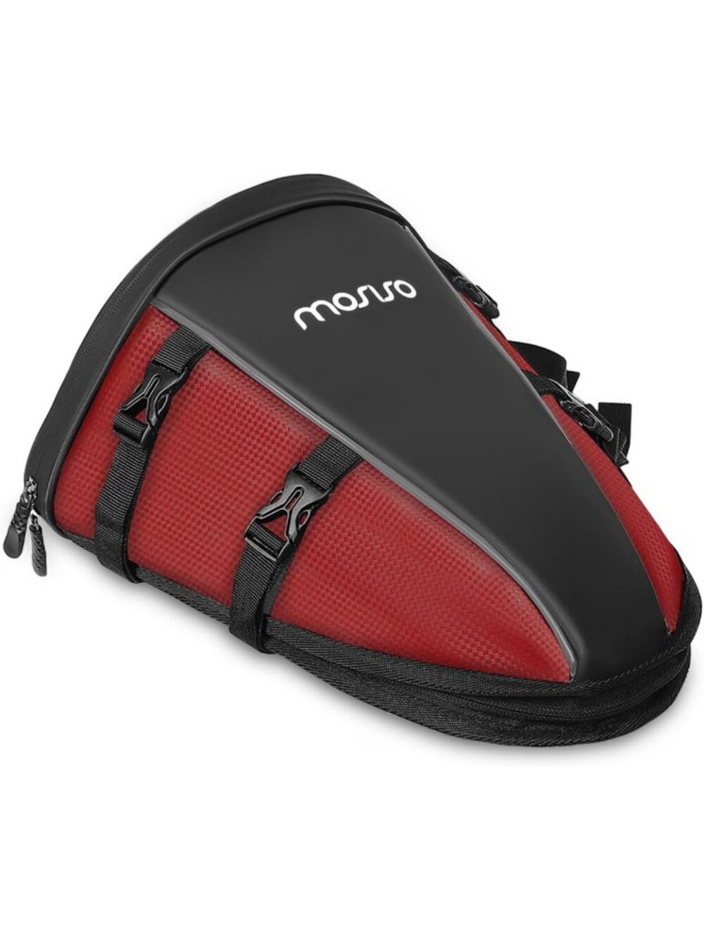 Waterproof Motorcycle Tail Bag - Durable Polyester Saddle Storage for Bikes, Red
